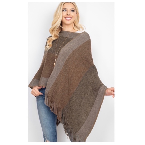 1 LEFT! Soft Fringe Women’s Fall Poncho - Picture 2 of 10